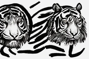 Black and White Tiger Jumping Sideway tattoo idea
