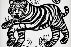 Black and White Tiger Jumping Sideway tattoo idea