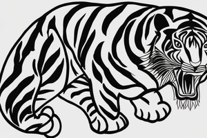 Black and White Tiger Jumping Sideway tattoo idea