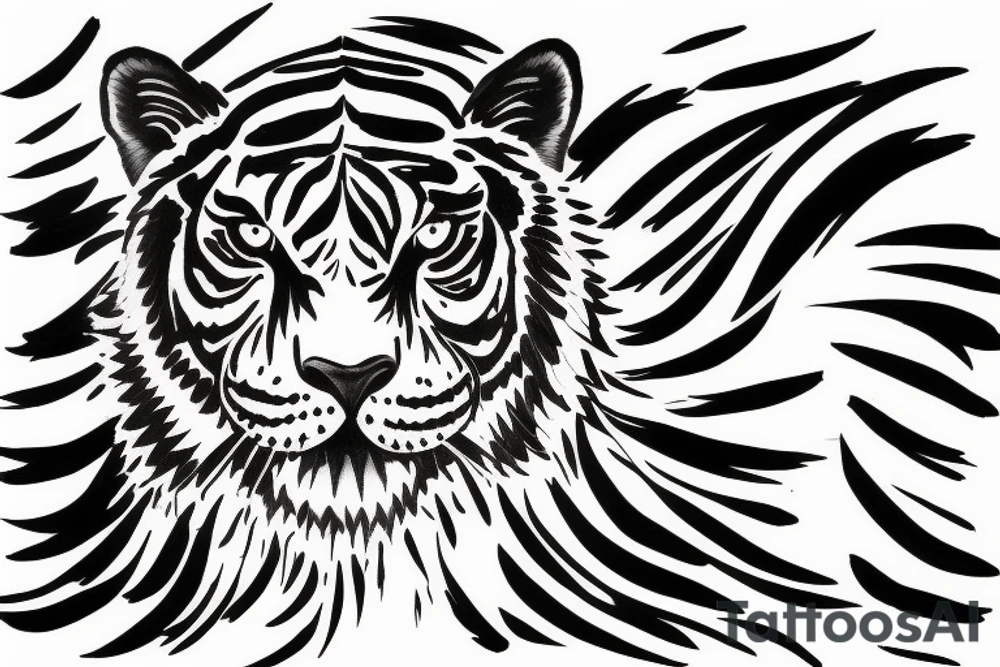 Black and White Tiger Jumping Sideway tattoo idea