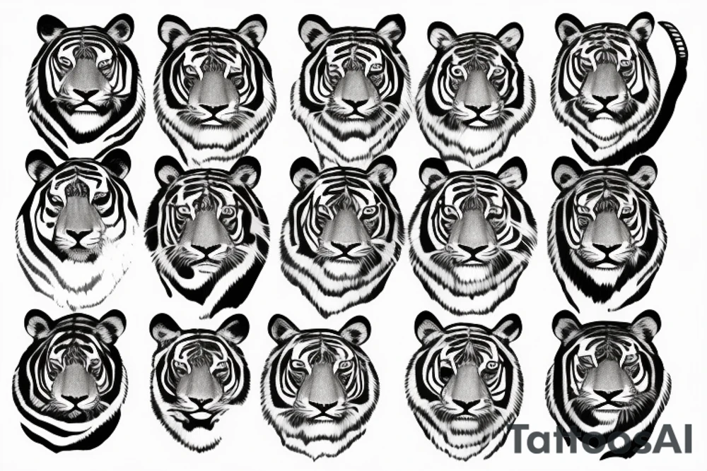 Black and White Tiger Jumping Sideway tattoo idea