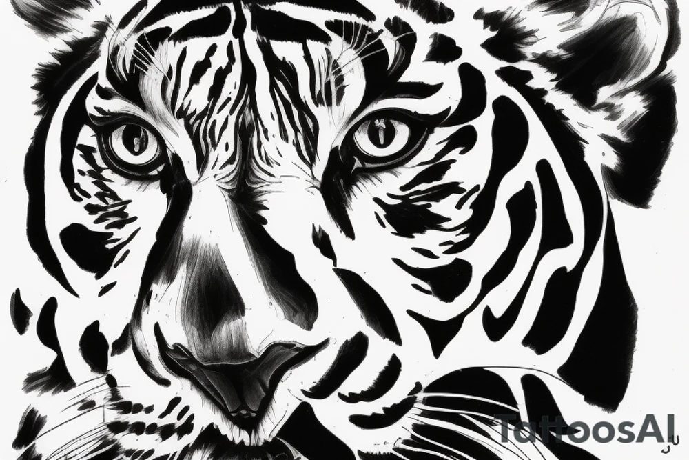 Black and White Tiger Jumping Sideway tattoo idea