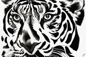 Black and White Tiger Jumping Sideway tattoo idea