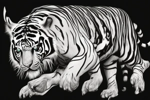 Black and White Tiger Jumping Sideways
Hunting Beast Jump Lateral Streched tattoo idea