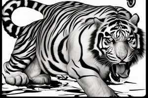 Black and White Tiger Jumping Sideways
Hunting Beast Jump Lateral Streched tattoo idea