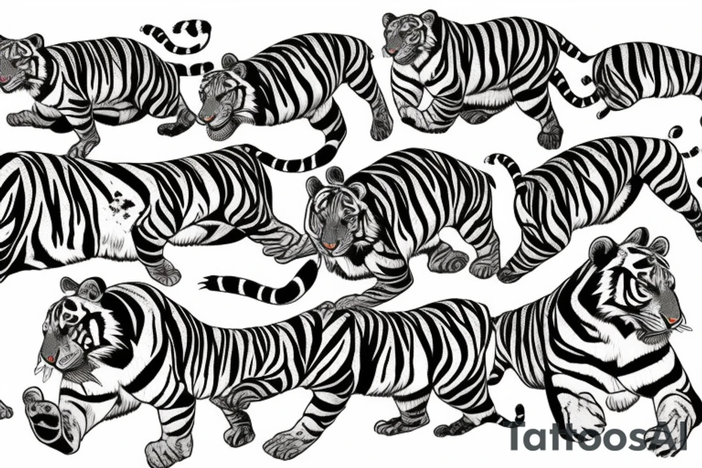 Wild tiger jumping sideways tattoo idea