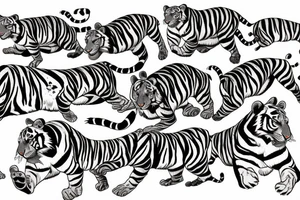 Wild tiger jumping sideways tattoo idea