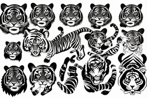 Wild tiger jumping sideways tattoo idea