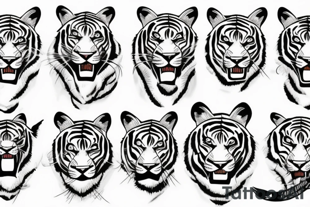 Wild tiger jumping sideways tattoo idea