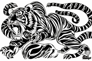 Wild tiger jumping sideways tattoo idea