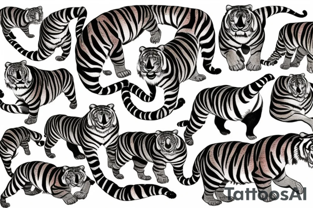Wild tiger jumping sideways tattoo idea