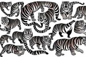 Wild tiger jumping sideways tattoo idea