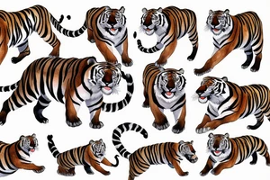 Wild tiger jumping sideways tattoo idea