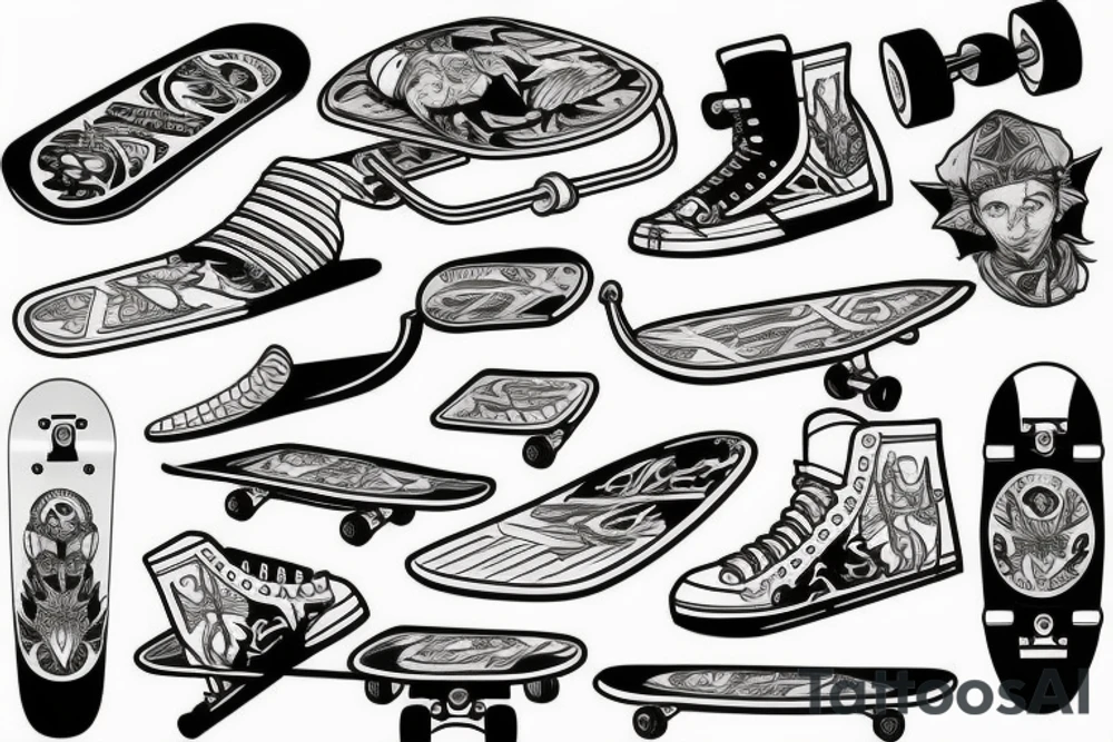 Skateboard tattoo idea