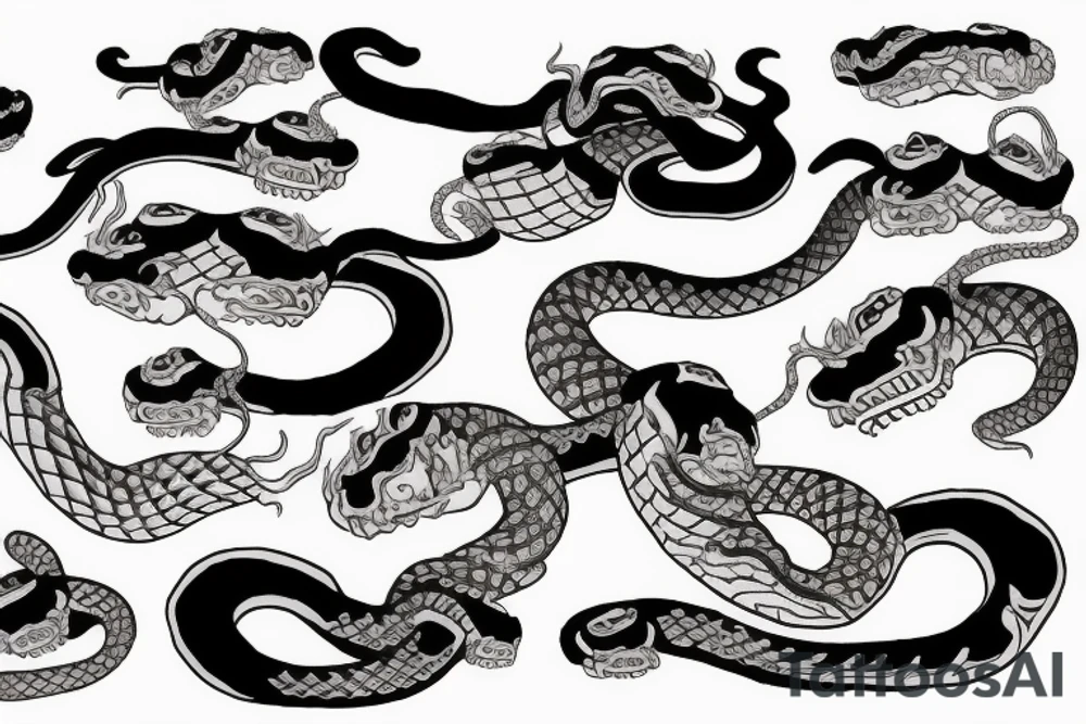 Snake jumping with open mouth tattoo idea