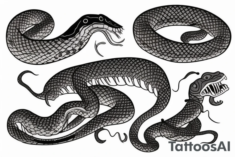 Snake jumping with open mouth tattoo idea