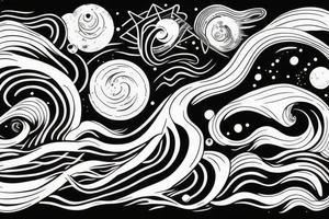 Waves space and life tattoo idea