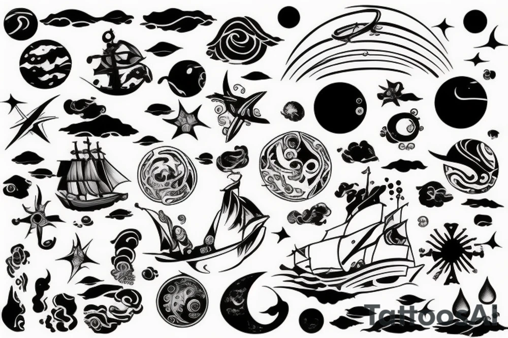 Waves planets and treasure planet tattoo idea Waves planets and treasure planet tattoo idea