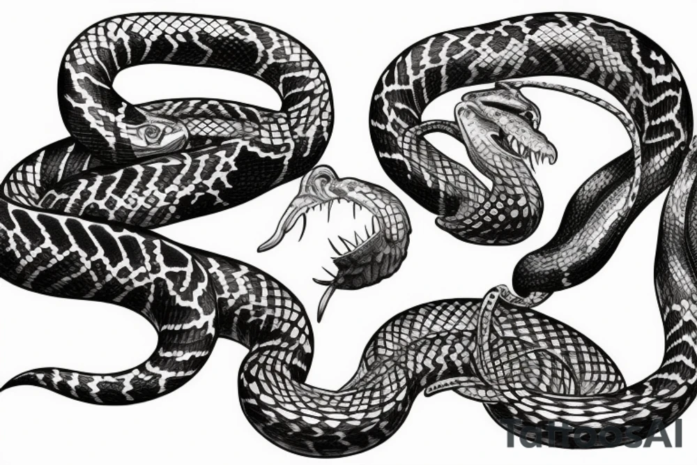 Wild snake hunting with open mouth tattoo idea