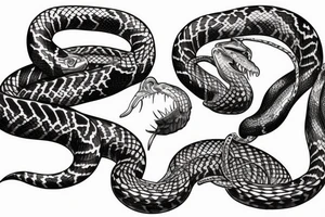 Wild snake hunting with open mouth tattoo idea