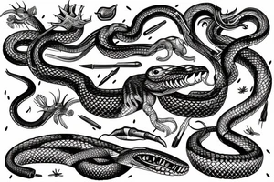 Wild snake hunting with open mouth tattoo idea