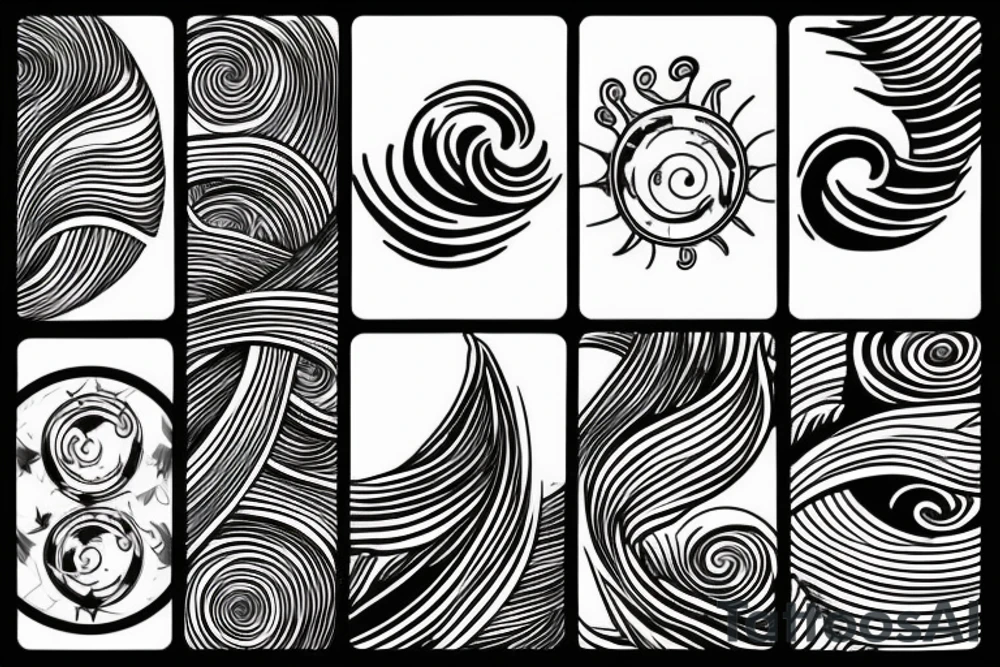 Waves planets tattoo idea