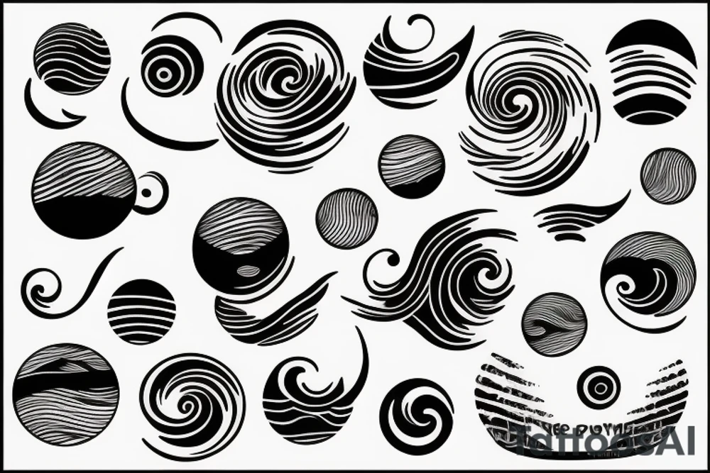 Waves planets tattoo idea