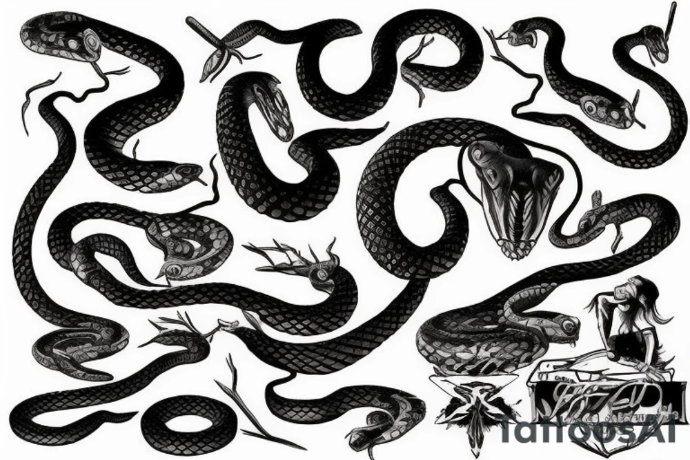 Wild snake hunting tattoo idea
