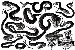 Wild snake hunting tattoo idea