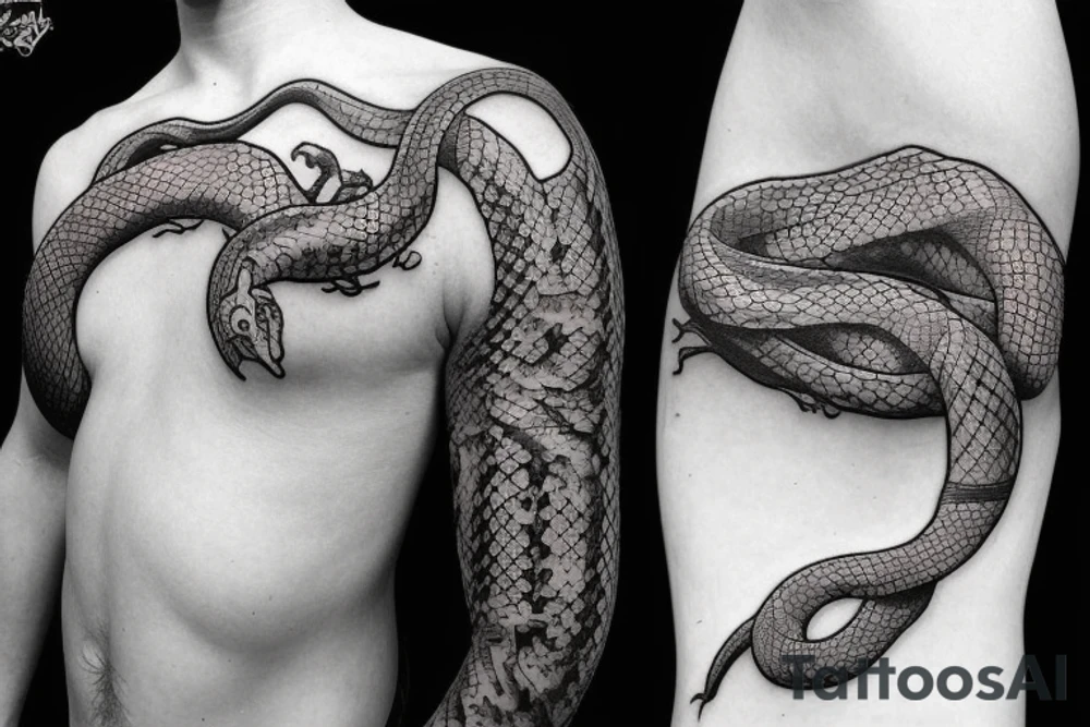 Wild snake hunting tattoo idea