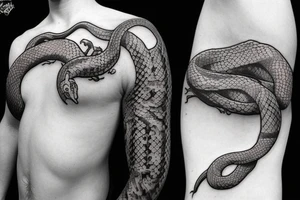 Wild snake hunting tattoo idea