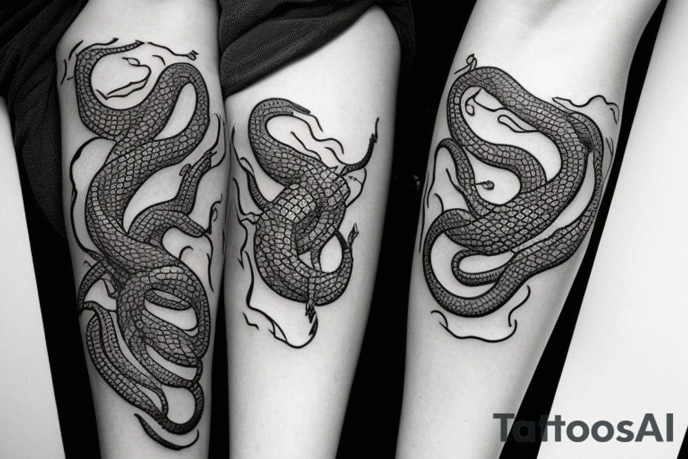 Wild snake bitting tattoo idea