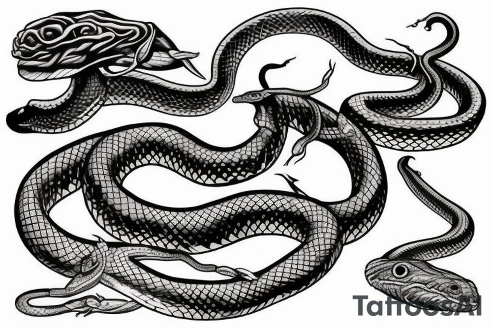 Wild snake bitting tattoo idea