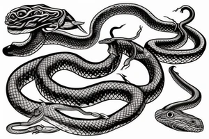 Wild snake bitting tattoo idea