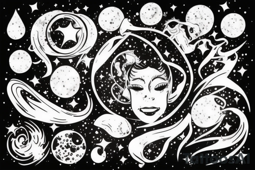 A galaxy coming out of a head tattoo idea