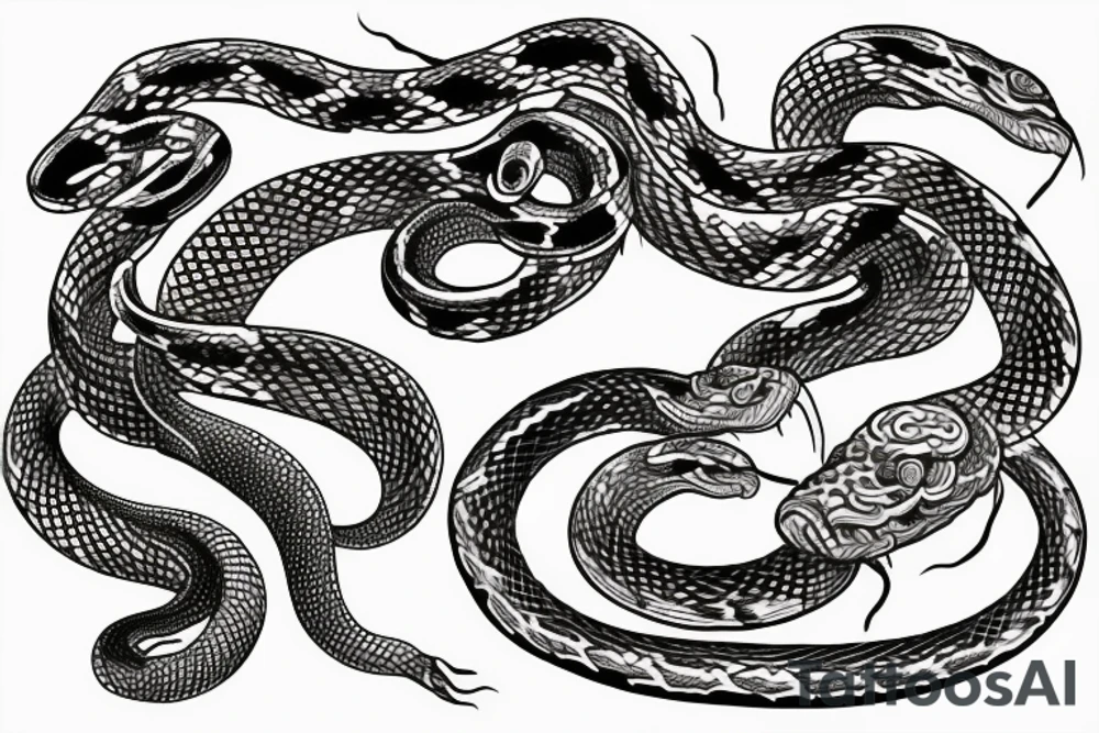 Wild snake bitting tattoo idea