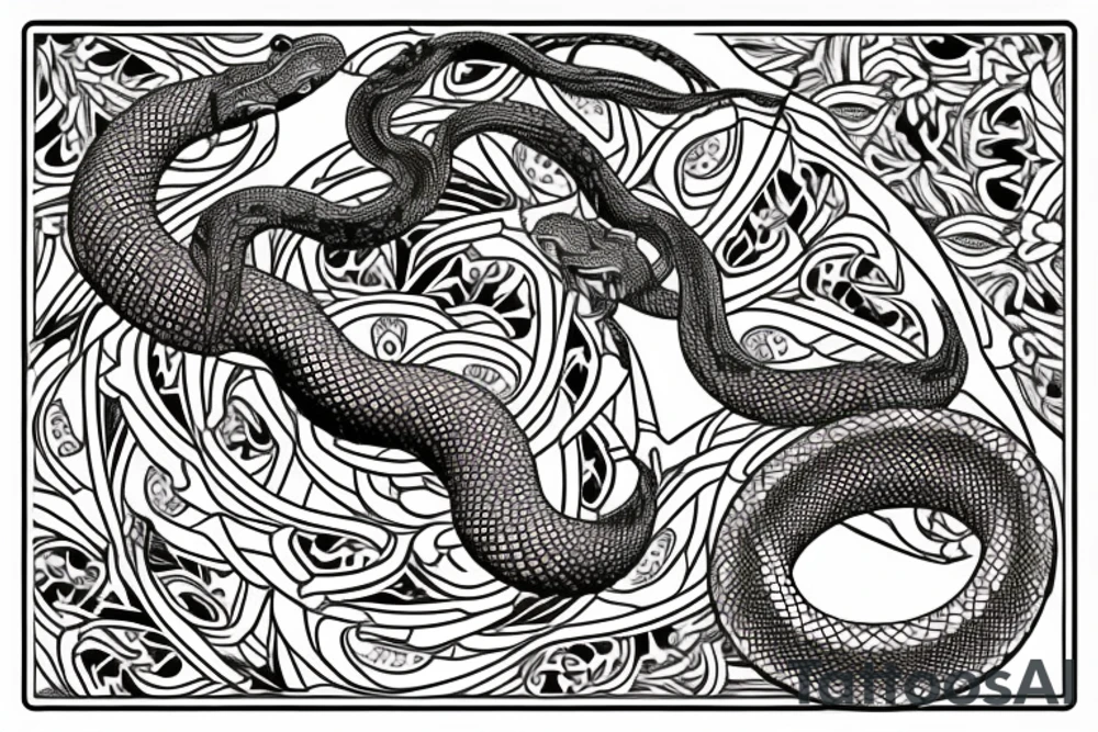 Wild snake bitting tattoo idea