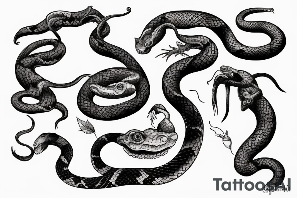 Wild snake hunting tattoo idea