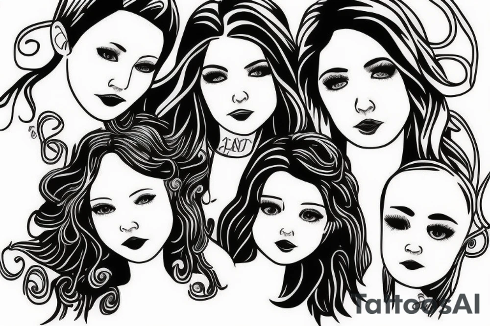 Design a family tattoo with the names Cloe Kiera nevaeh Cora addisyn Lilith tattoo idea