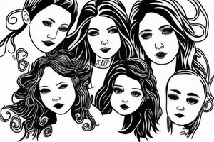 Design a family tattoo with the names Cloe Kiera nevaeh Cora addisyn Lilith tattoo idea