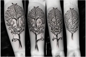 Design a family tree tattoo with the names Cloe Kiera nevaeh Cora addisyn Lilith tattoo idea