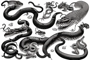 Detailed snake hunts tattoo idea