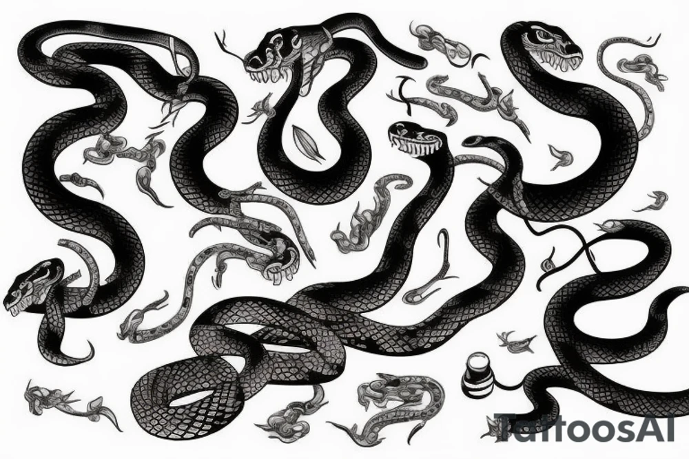 Detailed snake hunts tattoo idea