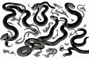 Detailed snake hunts tattoo idea