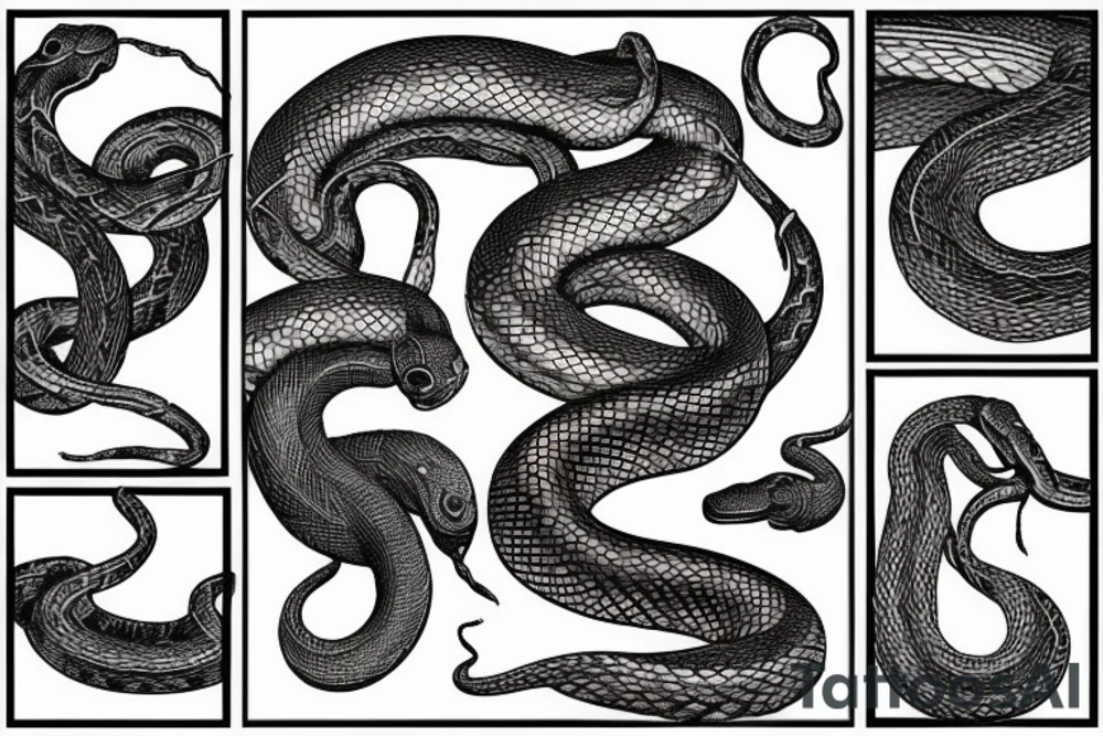 Detailed snake hunts tattoo idea