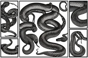Detailed snake hunts tattoo idea