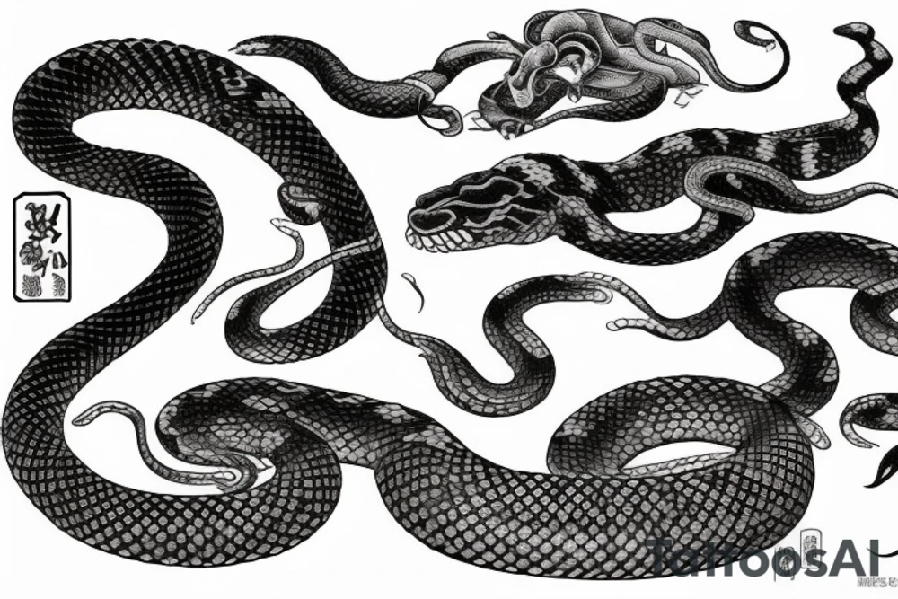 Detailed snake hunts tattoo idea