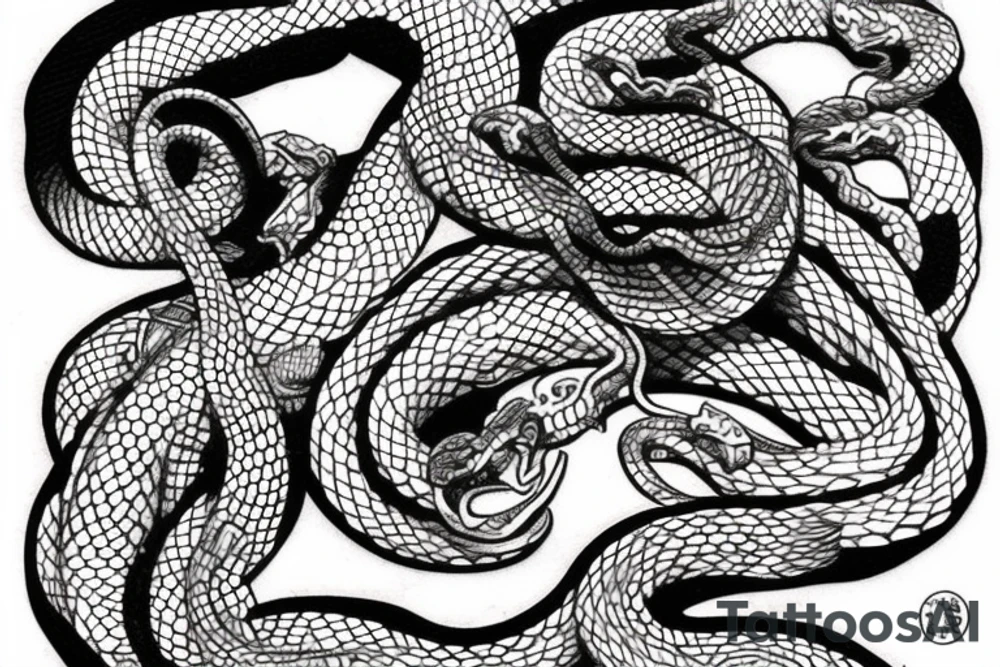 Detailed snake hunts tattoo idea
