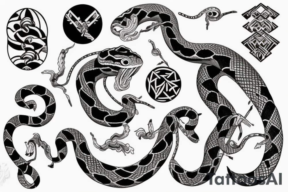 Detailed snake hunts tattoo idea