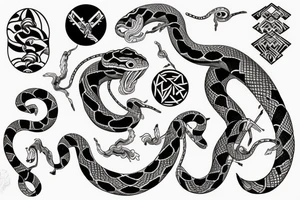 Detailed snake hunts tattoo idea
